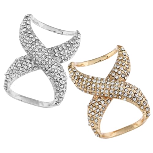 ORFOFE 2 Stück Strass Schalclips und Shirt Ringe aus Legiertem Material Kratzfreie Halstuch und Pulloverhalter für Damen Schicke Schalverschlüsse in Gold und Silber von ORFOFE