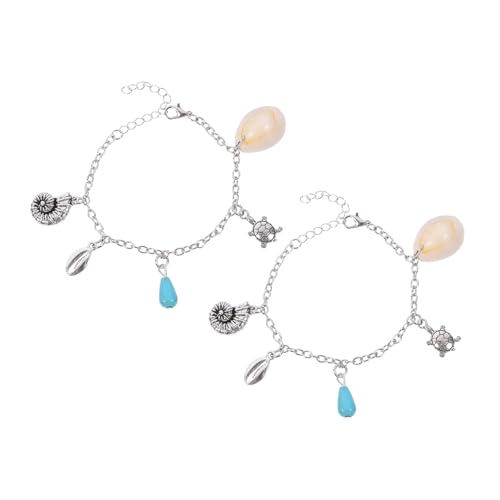ORFOFE 2 Stück Teiliges Damen Armband mit Muschel design Modische Strand Schmuckstücke Freundschaftsarmbänder Angenehm und Langlebig für Weihnachten und Valentinstag von ORFOFE