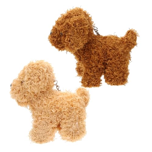 ORFOFE 2 Stück Teiliges Flauschiges Plüschtier Hundewelpen Niedliche Stofftiere in Apricot und Braun Weiche Hundespielzeug anhänger für Rucksack Schlüsselring Geschenk für Mädchen und von ORFOFE