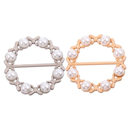 ORFOFE 2 Stück Teiliges Modische Schalspangen aus Metall Runde Gebürstetes Gold Gebürstete Silberfarbene Schalclips Elegante und Praktische Schalhalter für Damen Vielseitig Einsetzbar von ORFOFE