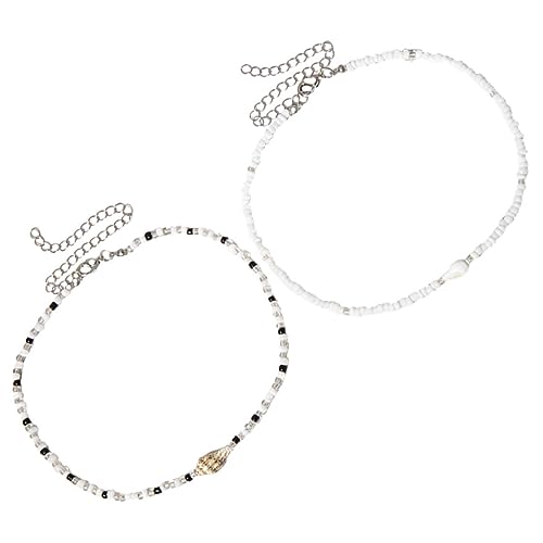 ORFOFE 2 Stück Teiliges Perlenkette mit Verstellbarer Bunter Boho Choker im Surferstil Sommerliche Strand Halsketten für Damen Handgefertigter Hawaii Schmuck von ORFOFE
