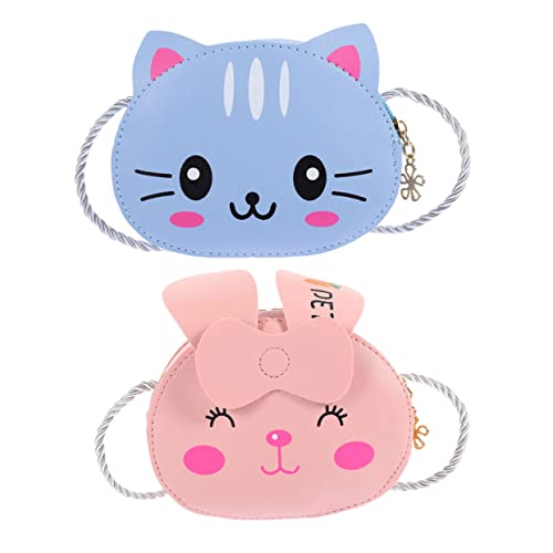 ORFOFE 2 Stück Teiliges Schultertaschen Leichte Tragbare Cartoon Umhängetaschen für Mädchen Weiche Strapazierfähige Mini Crossbody Taschen in Rosa und Blau für Kleine Gegenstände von ORFOFE
