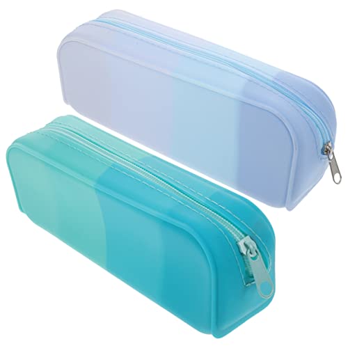 ORFOFE 2 Stück Teiliges Silikon Federmäppchen in Candy Farben Großes Fassungsvermögen Leicht Ästhetisch Mäppchen für Schule und Büro Bunt Robust Tragbar für Schüler und Studenten von ORFOFE