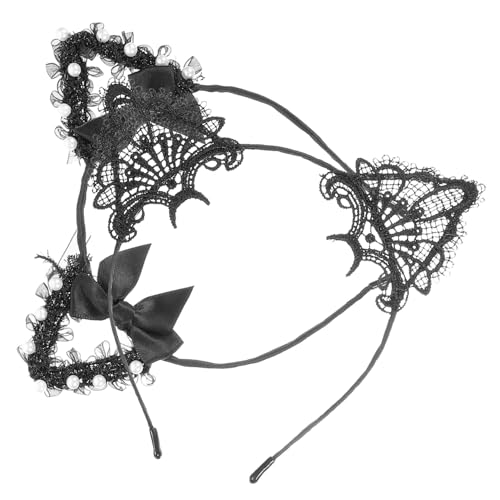 ORFOFE 2 Stück Teiliges Spitzen katzenohren Haarreif Damen Weiche Femininer Kopfschmuck für Karneval Fasching Partys Hochzeiten und Kostüm events von ORFOFE