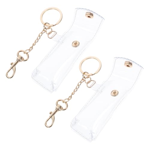 ORFOFE 2 Stück Transparenter Lippenstift Etui mit Schlüsselanhänger Multifunktionale PVC Tasche für Lipgloss Lipbalm Kompakt Modisch für Reisen und Alltag Praktische Zufällige Farbe von ORFOFE