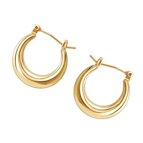 ORFOFE 2 Stück U förmige Ohrstecker Damen Metallohrringe Einfaches Design Stilvolle Goldfarbene Creolen für Alltag und Party von ORFOFE