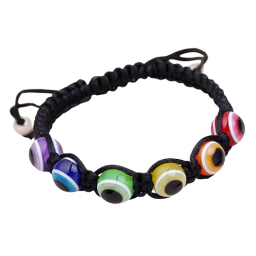 ORFOFE 2 Stück Verstellbare Armbänder mit Regenbogen Evil Eye Geflochtene Kordel Resin Perlen Unisex Modeschmuck für Alltag Party und von ORFOFE
