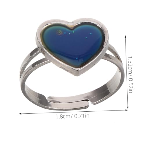 ORFOFE 2 Stück Verstellbarer Herzform Stimmungsring für Damen Mädchen Farbwechsel Temperaturring Modischer Boho Emotion Ring Offener Ring Stimmungsabhängiger Farbwechsel von ORFOFE