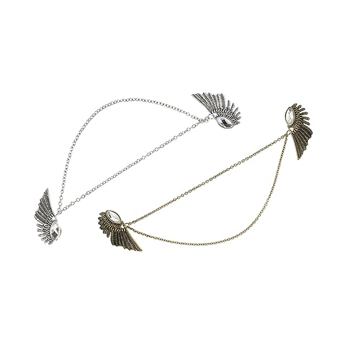 ORFOFE 2 Stück Vintage Angel Wing Kragenspangen mit Quaste Brosche für Pullover und Strickjacken Cardigan Clips in Antik Silber und Bronze Modisches Accessoire für Damen und Herren von ORFOFE