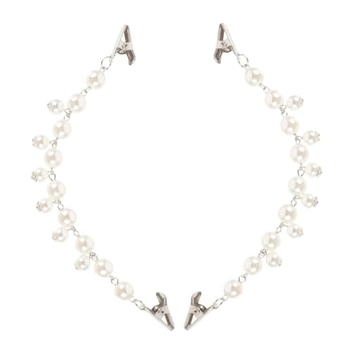 ORFOFE 2 Stück Vintage Cardigan Clips mit Perlen Retro Sweater Shawl Clips Knopf Vielseitige Schulterjackenhalter für Damen Stilvolle Broschen für Blusen und Pullover von ORFOFE