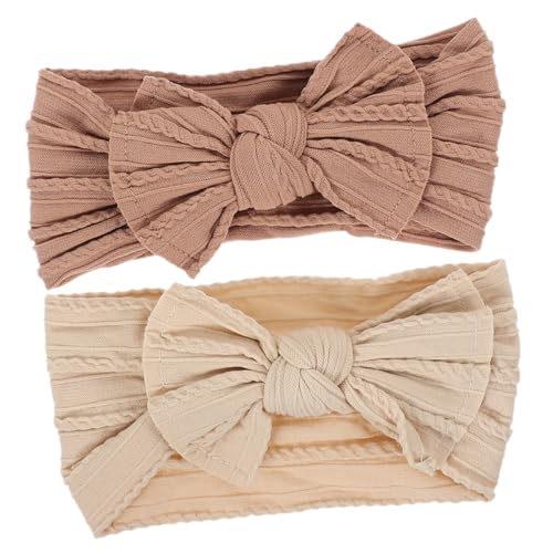 ORFOFE 2 Stück Weiche Haarbänder mit Schleifen Elastische Nylon Stirnbänder für Mädchen Bequeme Haarschleifen Haargummis Strapazierfähige Haarschmuck Accessoires von ORFOFE