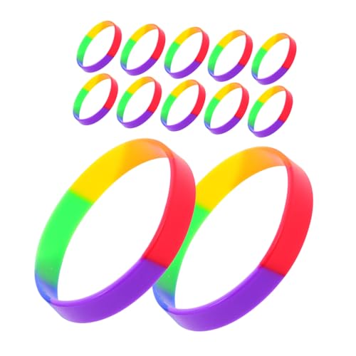ORFOFE 20 Stück Teiliges Regenbogenfarben Wiederverwendbare Pride Wristbands für Erwachsene Lebendige Partyarmbänder als Symbol für Stolz bei Events und Hochzeiten von ORFOFE