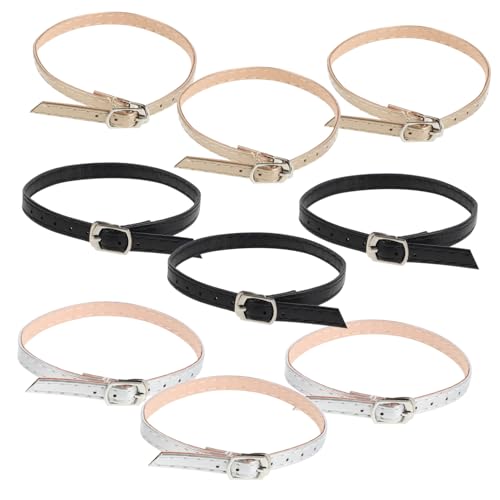 ORFOFE 3 Paare Abnehmbare High Heels Schuhriemen aus Pu-Kunststoff Verstellbare Rutschfeste Knöchelriemen für Damen Sandalen und Absatzschuhe in Gold Silber und Dunkel Schwarz von ORFOFE