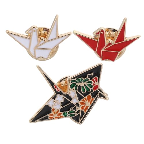 ORFOFE 3 STÜCKE Teiliges Kreatives Paper Crane Broschen Niedliche Cartoon Anstecknadeln aus Legierung Kleidungsschmuck Accessoires in Rot Robust und Vielseitig für Damen und Herren von ORFOFE