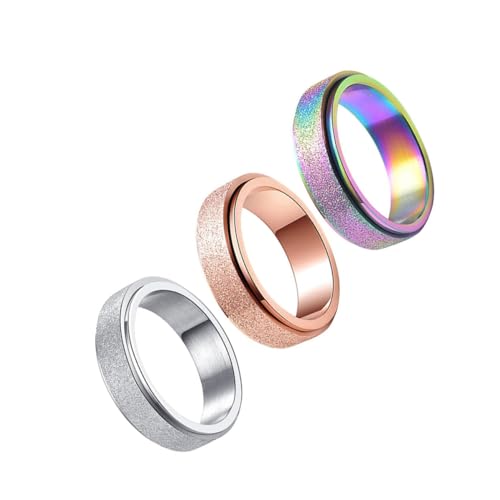 ORFOFE 3 Stück Edelstahl Fingerringe Unisex Drehbar Bunt Modisch Robust Verschleißfest Geschenkidee von ORFOFE