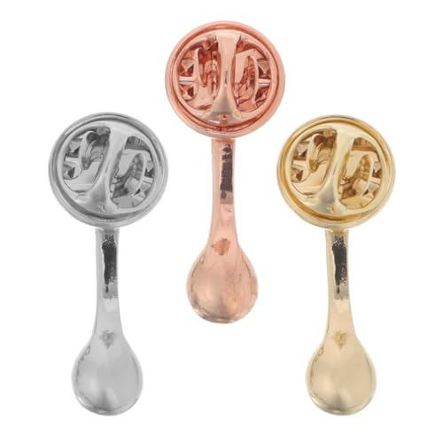 ORFOFE 3 Stück Kreative Kaffeelöffel Anstecknadeln aus Legierung Glänzende Spielerische Kaffee Broschen für Rucksäcke Hüte Kleidung Modisches Accessoire für Kaffeeliebhaber von ORFOFE