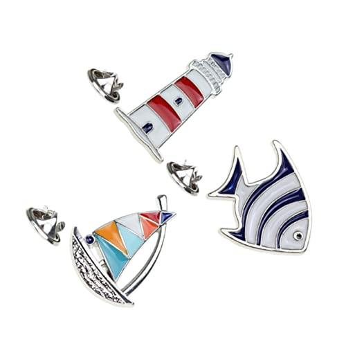ORFOFE 3 Stück Stil Broschen mit Segelboot Leuchtturm und Tropischem Fisch Dekorative Anstecknadeln für Damen Vielseitig Tragbar an Jacken Taschen und Kleidern Eleganter Schmuck von ORFOFE