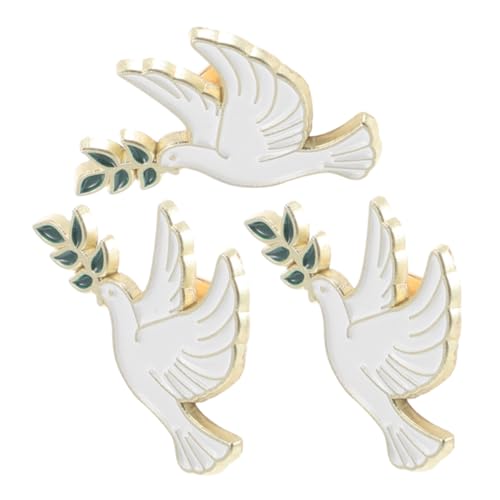 ORFOFE 3 Stück Taubenbroschen Metall Anstecker mit Olivenzweig Motiv Langlebige Rostfreie Anstecknadeln für Kleidung Rucksäcke Leichte Kompakte Schmuckaccessoires für Damen und Herren von ORFOFE