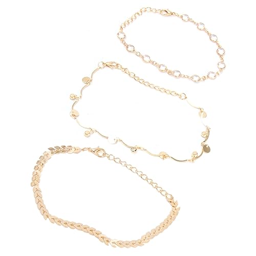 ORFOFE 3 Stück Teiliges Fußkettchen Set Damen Boho Fußkette Rund Pailletten All Match Verstellbar Modeschmuck für Strand Alltag Party und Yoga von ORFOFE