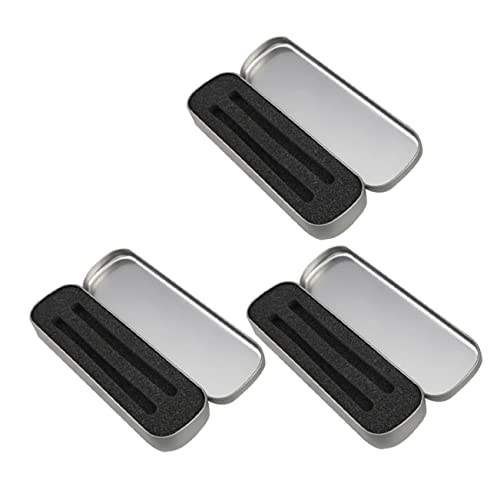 ORFOFE 3 Stück Teiliges Metall Federmäppchen aus Hochwertigem Eisen mit Schwamm Innenfutter Rechteckig Robust Langlebig Silberfarbene Stiftebox für Schüler als für Schule und Büro von ORFOFE