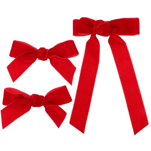 ORFOFE 3 Stück Teiliges Rotes Haarspangen aus Süße Haarschleifen mit Alligatorclips Langlebige Ponytail Halter Vielseitige Haarschmuck Accessoires für Mädchen Kleinkinder und Teens von ORFOFE