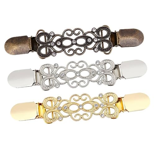 ORFOFE 3 Stück Teiliges Strickjacken Clips mit Kristallverzierung Kreative Pullover Verschlüsse Gold Antiksilber und Antikbronze Vielseitige Kostüm Accessoires für Damen Schal und von ORFOFE