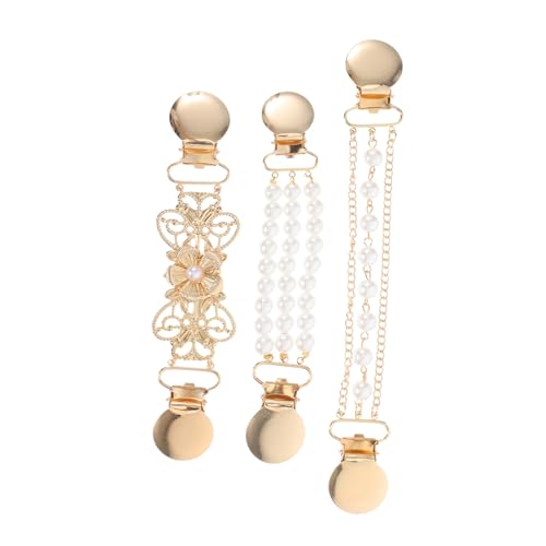 ORFOFE 3 Stück Teiliges Vintage Kragen Clips mit Kunstperlen Langlebige Einfache Anbringung Rückenschnürung für Pullover Strickjacken und Kleider Modische Damen Accessoires von ORFOFE