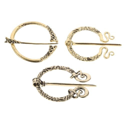 ORFOFE 3 Stück Teiliges Wikinger Broschen Set Vintage Umhang Verschluss Anstecknadeln mit Wirbel Schlangen Geflechtmuster für Kleidung Schal Cardigan und Kostüm Accessoire von ORFOFE