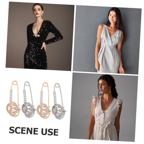 ORFOFE 4 STÜCKE Teiliges Broschen Modische Kronen Anstecknadeln für Damen Robuste Legierung und Klarer Glas Vielseitige Schmuckclips für Pullover Schals Jacken Elegante Kleidung von ORFOFE