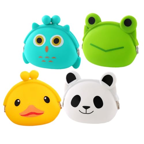 ORFOFE 4 STÜCKE Teiliges Münzbeutel aus Silikon Cartoon Geldbörse Kleingeldbörse Niedlich Kompakt Praktisch für Schlüssel Kopfhörer Karten Aufbewahrung Zufällige Designs von ORFOFE