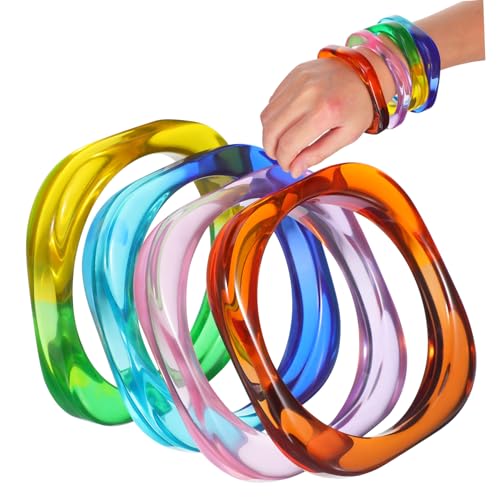 ORFOFE 4 Stück Armreifen Damen Leichte Armbänder mit Einzigartigem Farbverlauf in Grün Blau und Orange Vielseitige Schmuckstücke für Alltag und Events von ORFOFE