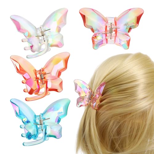 ORFOFE 4 Stück Bunte Schmetterling Haarklammern Leichte Langlebige Haar clips aus Robustem Rutschfest Modisch Vielseitig für Frauen und Mädchen Farbenfrohes Styling Zubehör von ORFOFE