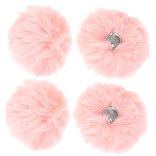 ORFOFE 4 Stück Kleine Broschen mit Flauschigen Kunstpelz pompons Vielseitige Anstecknadeln für Hut Schuh Kleidungsdekoration Kreative DIY accessoires in Rosa von ORFOFE