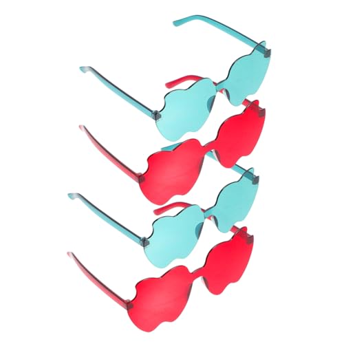 ORFOFE 4 Stück Rimless Party Sonnenbrille im Apfel-design Rot Grün Modische Uv-schutz Brille für Damen Stylische Festival Weihnachtsfeier Accessoires Leichte Trendige Eyewear von ORFOFE