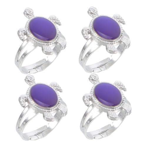 ORFOFE 4 Stück Stimmungsringe mit Schildkröten Farbwechselnder Emotion Ring für Damen und Herren Lustiger Temperatur Gefühlsring für Freunde von ORFOFE