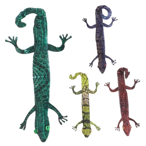 ORFOFE 4 Stück Teiliges Eidechsen Snap Armband aus Stahl und Polyester Langlebige Tier Slap Armbänder für Kindergeburtstage Tierparty Giveaways mit Realistischem Reptilien Design von ORFOFE