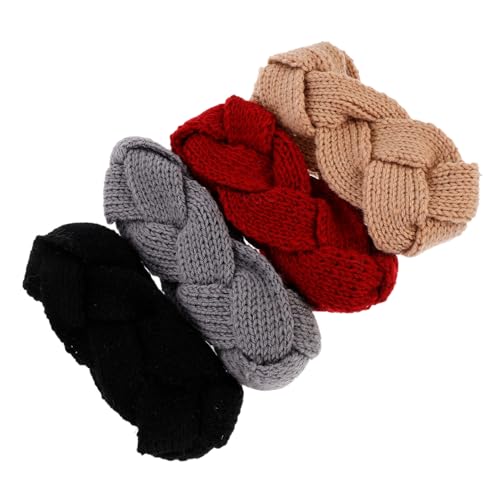 ORFOFE 4 Stück Teiliges Gestricktes Stirnband Damen Dickes Warmes Hautfreundliches Haarband mit Ohrenwärmer Waschbar Langlebig Passend für Winter Outdoor und Festliche Anlässe von ORFOFE