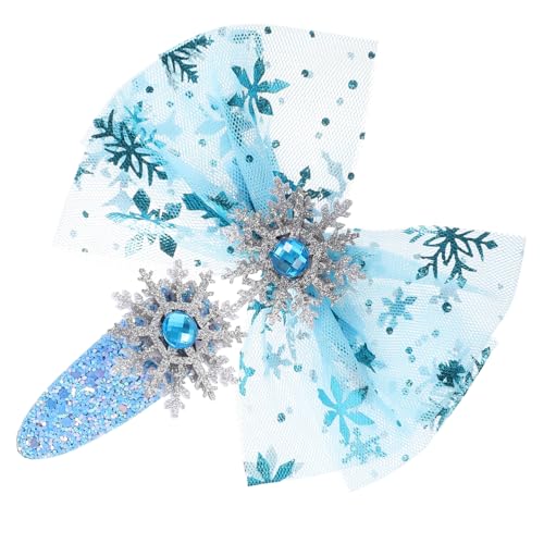 ORFOFE 4 Stück Teiliges Haarschmuck Schleifen haarclips mit Schneeflocken design Glatte Oberfläche Schonend Bunte Mädchen Haarspangen für Partys und Festliche Anlässe von ORFOFE