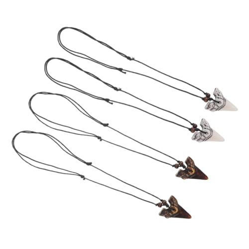 ORFOFE 4 Stück Teiliges Haifischzahn Halsketten für Herren Stylische Surfer Schmuck Robustes Material Trendige Strandhalskette Herren und Teenager Accessoires von ORFOFE
