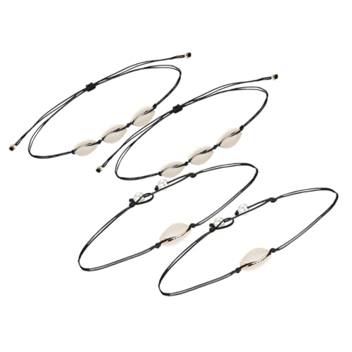 ORFOFE 4 Stück Teiliges Muschelkette mit Perlenanhänger Verstellbare Damen Schmuck Geschenkidee Einfache Strandkette für Alltag Party Langlebig und Stilvoll von ORFOFE