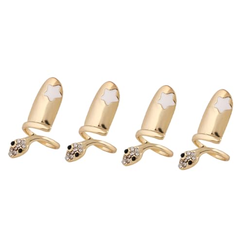 ORFOFE 4 Stück Teiliges Nagelringe Damen Schlange Design aus Langlebiger Legierung Verstellbar Modischer Fingernagelschmuck für Alltag und Besondere Anlässe von ORFOFE