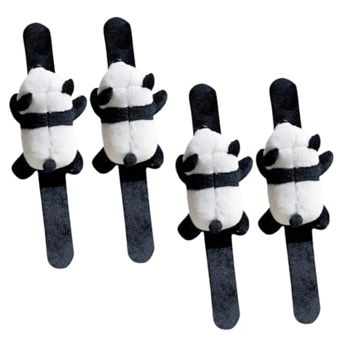 ORFOFE 4 Stück Teiliges Panda Plüsch Schlagarmband Weiche Armbänder Hautfreundlich Verstellbar als Party Mitgebsel Klassenzimmer Preis und Osterkorb Füller von ORFOFE