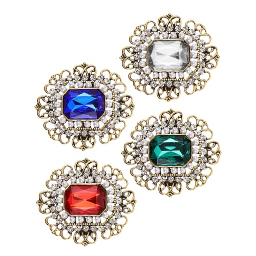 ORFOFE 4 Stück Teiliges Vintage Broschen Damen Retro Legierung Strassbrosche mit Perle Hochzeit Schmuck Braut Accessoire für Ball und Fest von ORFOFE