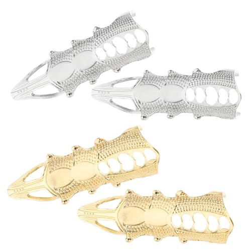 ORFOFE 4 Stück Teiliges Vintage Punk Metall Gelenkring für Damen Verstellbare Biegsame Finger Schmuck Accessoire in Gold und Silber Modischer Statement Ring für Alltag und Cosplay von ORFOFE