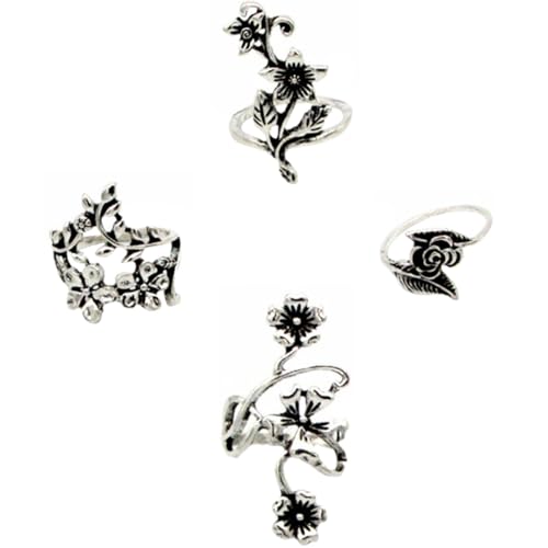 ORFOFE 4 Stück Teiliges Vintage design mit Blütenmotiv Langlebiges Legierungsmaterial Komfortabel und Modisch für Alltag Feierlichkeiten Geschenk für Frauen von ORFOFE