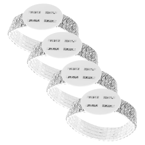 ORFOFE 4 Stück Wasserdichte Armband Corsage mit Strasssteinen Elastisches Brautschmuck Accessoire für Hochzeit Party Abschlussball und Verstellbares Handgelenkband von ORFOFE