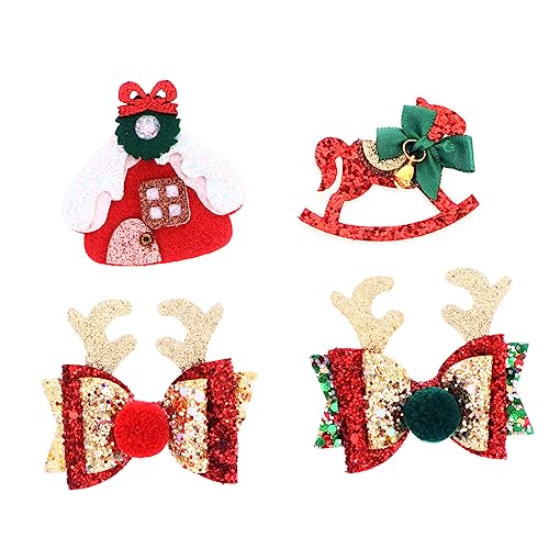 ORFOFE Haarschleifen Haarspangen Für Babys Mädchen 4er-pack Glitzer-pailletten Entzückendes Weihnachtsgeschenk von ORFOFE