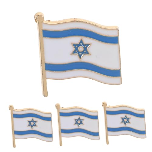 ORFOFE 4 Teilige Brosche Israel Flaggen Abzeichen Metall Anstecknadel Israel Flaggen Schmuck Nationalflaggen Schmuck Souvenir Anstecker Rucksack Abzeichen von ORFOFE