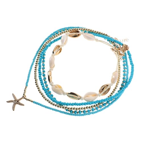 ORFOFE 5 Stück Boho Halskette Set mit Bunten Perlen und Anhängern Teiliges Mehrlagiges Schmuckset für Damen für Strandpartys und Alltag von ORFOFE
