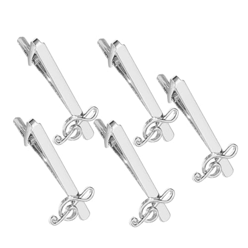 ORFOFE 5 Stück Krawattenklammern für Herren Musiknoten Design Metall Zinklegierung Starke Haftung Hemd Accessoires für Business Bankett und Freizeit von ORFOFE